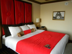 Hierdie was ons Triple-sheeting bed in Las Vegas. Die kamer was baie groot.